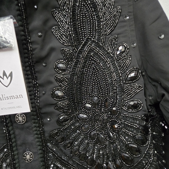NWT Talisman Torero beaded embellished design point collar button jacket.  small - Picture 10 of 16